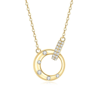 Anziw Mobius Moissanite Double-Ring Pendant Necklaces For Women Silver 925 Adjustable Chain Circle Necklace 2025 New Jewel Gift