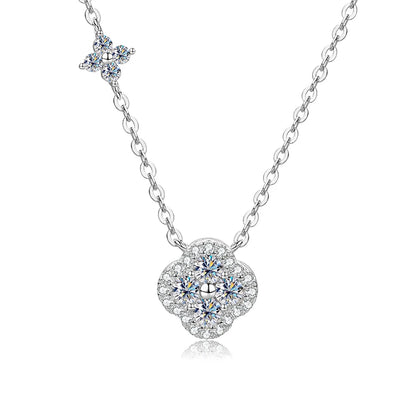 Anziw 3mm Certified Moissanite Clover Flower Pendants 14k Gold Filled Necklace for Women Adjustable Necklaces Charm Jewelry Gift