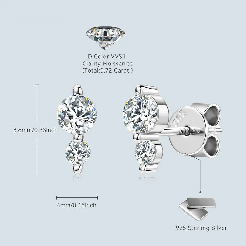 Anziw Cute Mini Moissanite Stud Earrings 100% Silver 925 Sterling Earrings Piercing Ear for Women Fine Jewelry with Certificate