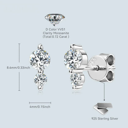 Anziw Cute Mini Moissanite Stud Earrings 100% Silver 925 Sterling Earrings Piercing Ear for Women Fine Jewelry with Certificate