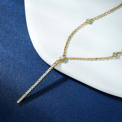 Anziw 40.5mm Long Bar Necklace 925 Silver D Color Moissanite Pendant Necklace for Women Fine Jewelry 2026 Trend Valentine Gifts