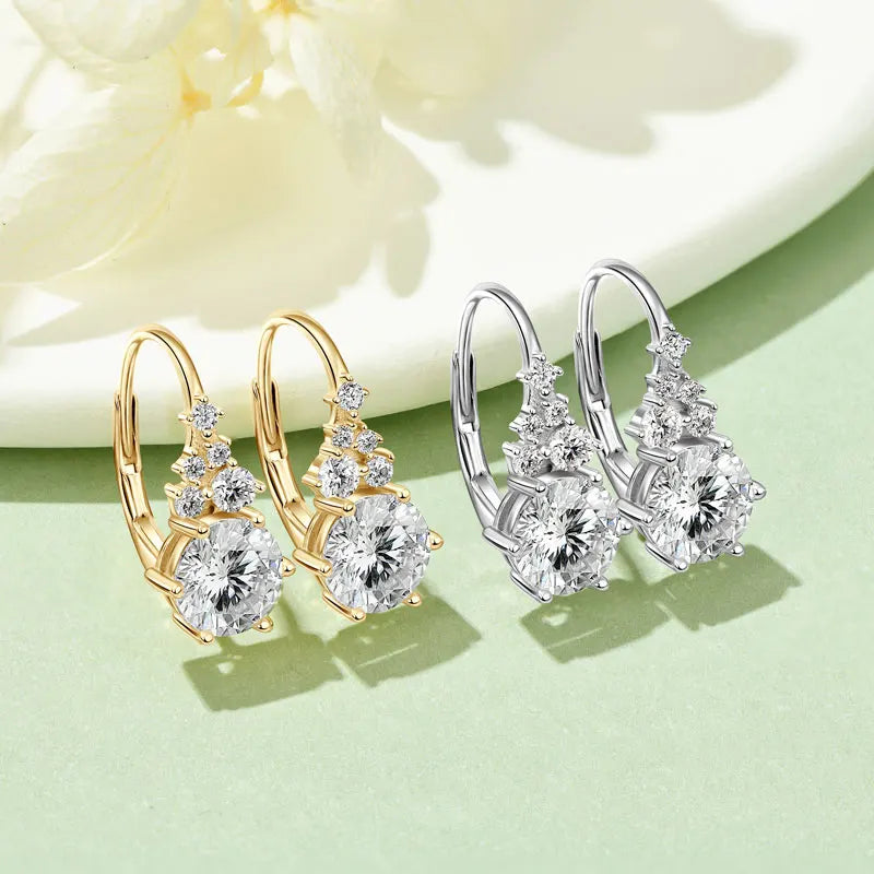 2025 New 2.23CTTW. Full D Moissanite Drop Hoop Earrings for Women 925 Silver Clip Earrings Wedding Fine Jewelry Gift 6.5mm 1.0CT