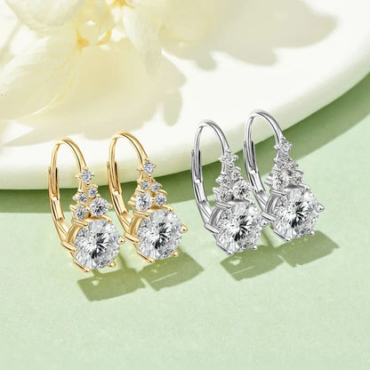 2025 New 2.23CTTW. Full D Moissanite Drop Hoop Earrings for Women 925 Silver Clip Earrings Wedding Fine Jewelry Gift 6.5mm 1.0CT