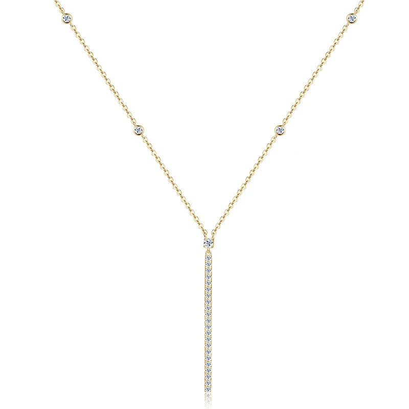 Anziw 40.5mm Long Bar Necklace 925 Silver D Color Moissanite Pendant Necklace for Women Fine Jewelry 2026 Trend Valentine Gifts