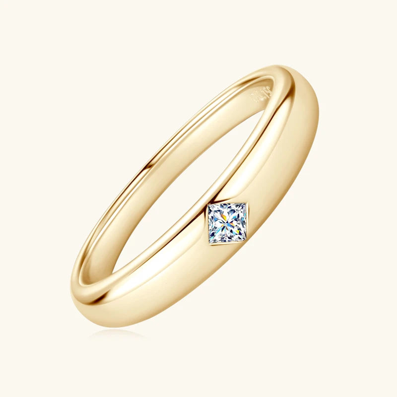 ANZIW 18k Gold Plated Wedding Ring 925 Silver D Color Princess Cut Square Moissanite Promise Bands for Women Certificate GRA