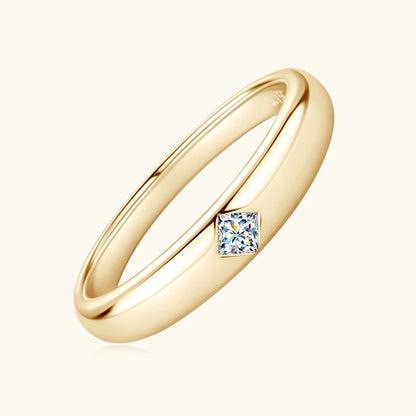 ANZIW 18k Gold Plated Wedding Ring 925 Silver D Color Princess Cut Square Moissanite Promise Bands for Women Certificate GRA