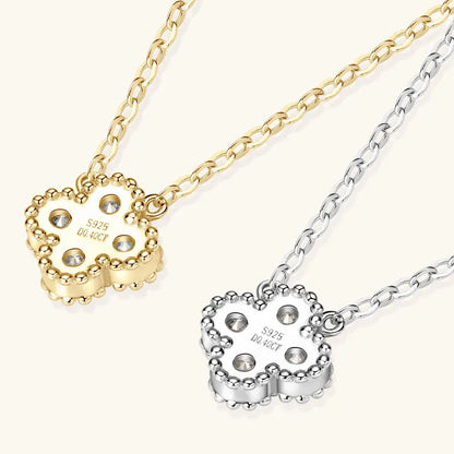 Lucky 3mm 0.1ct Moissanite Clover Flower Pendant Necklace for Women 100% Silver S925 Adjustable Chain Cute Charm Jewelry Gifts