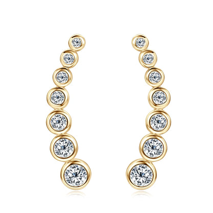 Anziw 1.52CTTW. Full Bezel Moissanite Earrings Climber Crawler 100% Real 925 Silver for Women with Certified Fine Jewelry Gifts