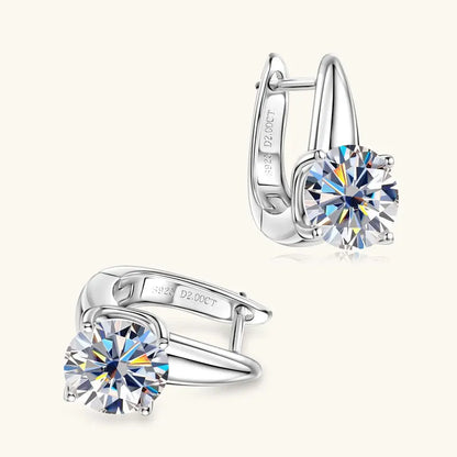 Anziw 2.0CT 8mm D Color Moissanite U Shape Hoop Earrings for Women 925 Silver Solitaire Lab Diamond Sparking Jewelry 2025 Trend