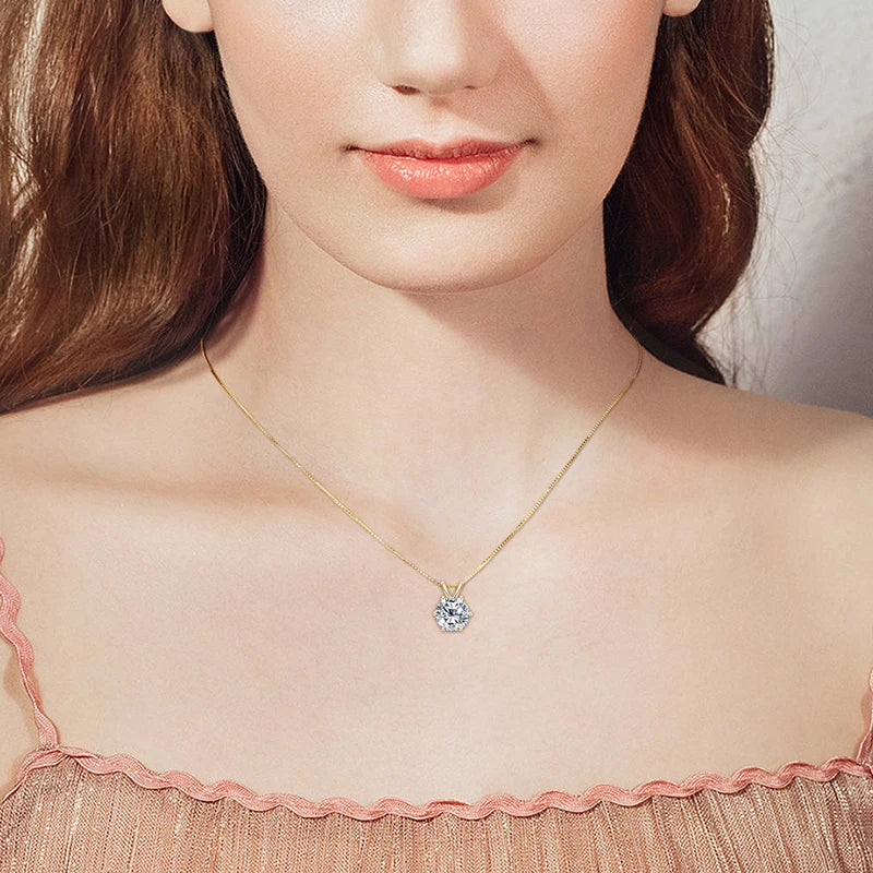 ANZIW Classic 2.0CT 3.0CT Moissanite Pendant Necklace for Women Sparking Diamond Necklaces 925 Silver Jewelry Engagement Gifts