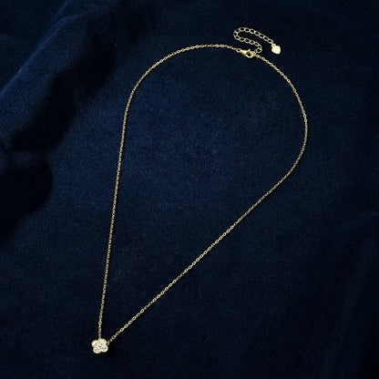 Anziw 2mm Moissanite Pendant Necklace for Women 925 Silver Four Clover Flower Clavicle Necklaces Charm Valentine Gift 2025 Trend