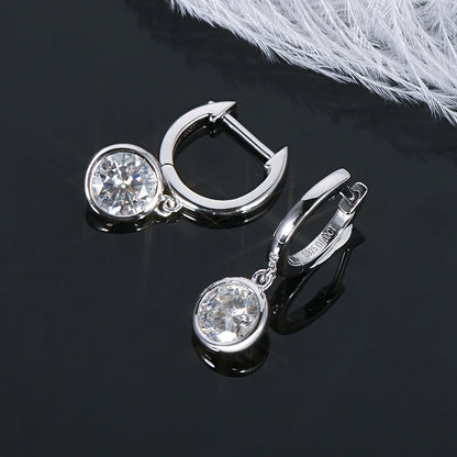 Anziw 2023 Trend Women's Gold Hoop Earrings Genuine 925 Silver 1CT 2CT Moissanite Drop Earring Wedding Jewelry With Certificate