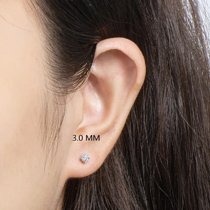 Anziw Sparkle Real Moissanite Black Stud Earrings Diamond 925 Silver Gold Ear Piercing Jewelry for Women Men Gifts 3mm/4mm/5mm
