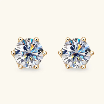 100% 10k Gold Stud Earrings 0.5ct 1.0ct Round Cut Moissanite Diamond Earrings for Men & Women Certified Real Yellow Gold Jewelry