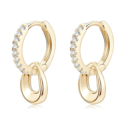 Anziw D Moissanite Hoops Earrings Silver 925 1.3mm Round Cut Certified Jewelry for Women Detachable Dangle Earring Gifts for her