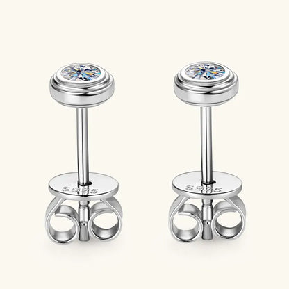 Anziw 3mm D Color Bezel Moissanite Stud Earrings 925 Sterling Silver Earrings Mini Needle for Couple Women Men Valentine's Gift