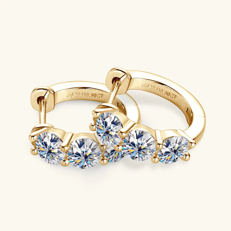 Anziw 14k Gold Plated Hoop Earrings for Women 3.5mm D Color 925 Sterling Silver Moissanite Diamond Huggie Earring Girls Jewelry