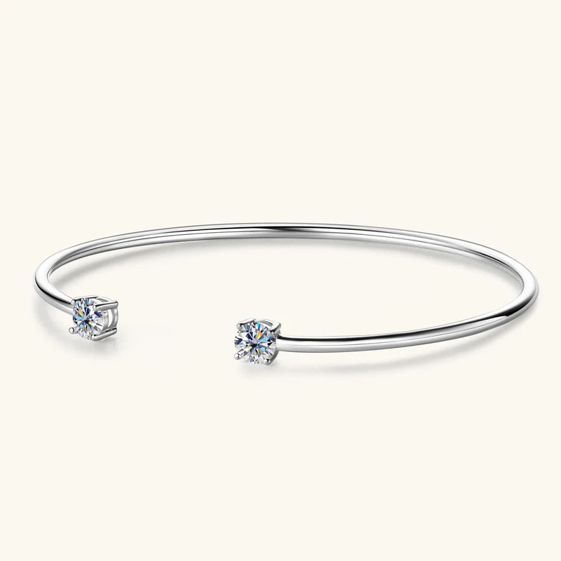 Anziw 0.5CT 5mm D Moissanite Opening Bangle Cuff for Women 925 Sterling Silver Bracelet Cuffs Bezel Lab Diamon 2025 New Jewelry