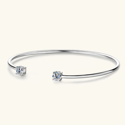 Anziw 5mm 0.5CT D VVS1 Moissanite Bangle Cuff Real 925 Sterling Silver Bracelet for Women Hand Opening Cuffs Fine Jewelry Gifts