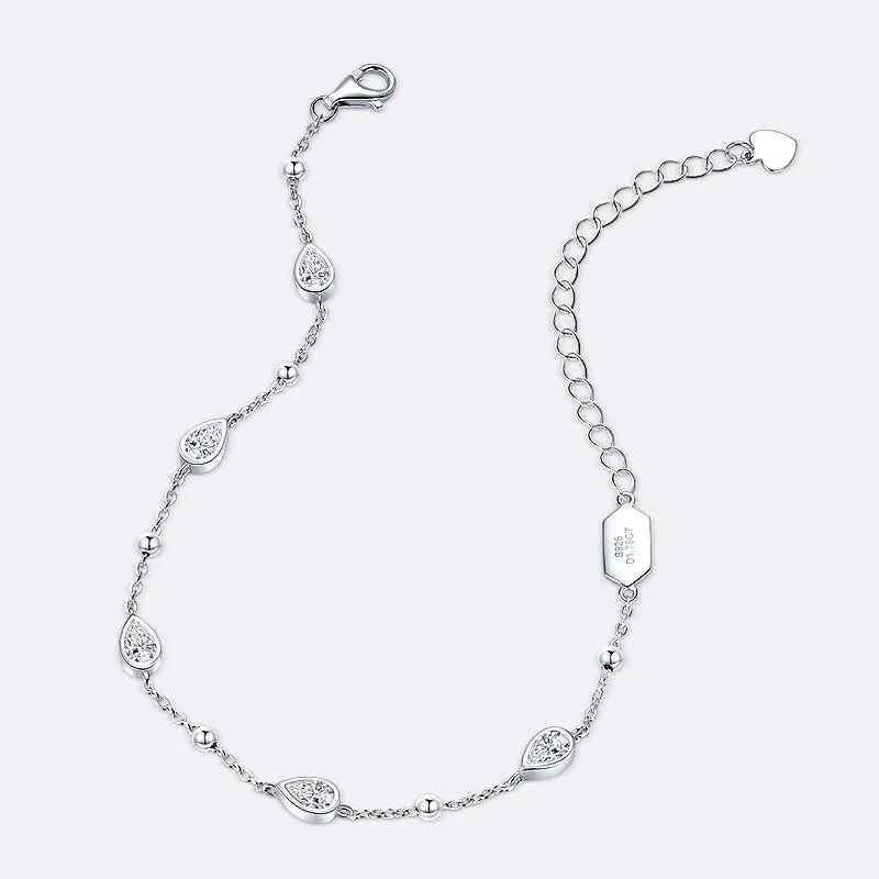Anizw Teardrop Waterdrop Moissanite Bracelets for Women 925 Silver Certified Pear-shaped Cut Lab Diamond Hand Jewelry 2025 Trend