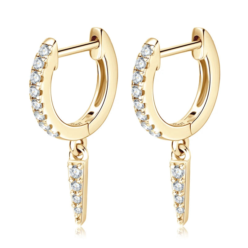 Personalized Triangular Moissanite Drop Earrings 100% Silver 925 Hoop Huggie Earring For Women Gift Jewelry with Certificate