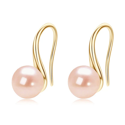 Anziw 8-8.5mm Natural Freshwater Pearl Drop Hook Earrings For Women Elegant Wedding Engagement Earrings 14K Gold Fille Jewelry