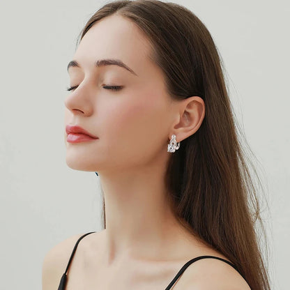 Real 925 Sterling Silver Infinity Hoop Earrings for Women 4.10ctw. Moissanite Drop Earrings Luxury Wedding Jewelry Certificate