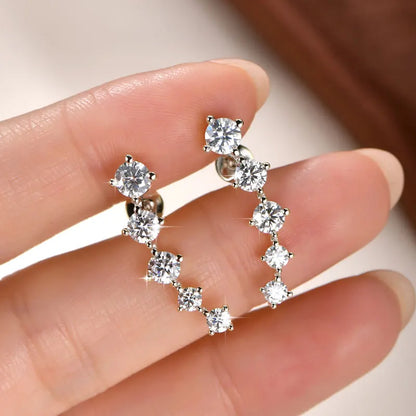 Anziw Real D Color 2.4CTTW. 4.5mm&4mm&3mm Moissanite Diamond Earrings Sparkling Smile Stud Earrings for Women Jewelry Party Gift