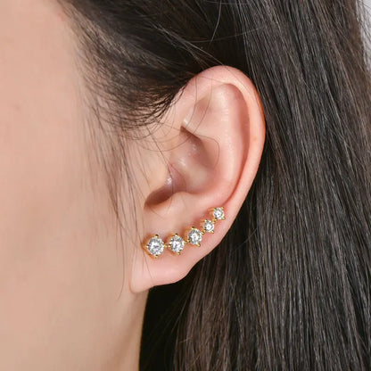 Anziw Real D Color 2.4CTTW. 4.5mm&4mm&3mm Moissanite Diamond Earrings Sparkling Smile Stud Earrings for Women Jewelry Party Gift