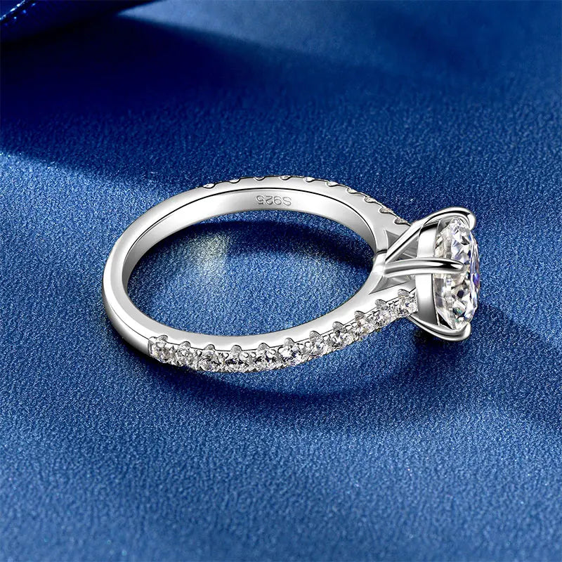 Solitaire 2CT D Round Moissanite Ring for Women 100% Real 925 Silver Engagement Wedding Rings Promise Finger Jewelry Certificate
