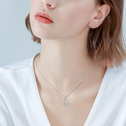 925 Sterling Silver Zodiac Sign 12 Constellation Pendant Micro-Set 1mm Moissanite Necklace Charm For Women Jewelry Birthday Gift