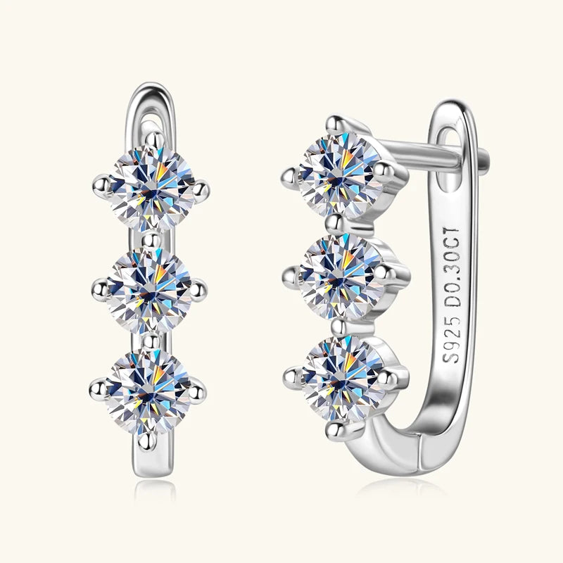 Anziw Luxury 1.7cttw Moissanite Diamond Jewelry Sets 925 Sterling Silver Necklace Hoop Earrings for Women Wedding Party Jewelry