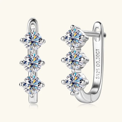 Anziw Luxury 1.7cttw Moissanite Diamond Jewelry Sets 925 Sterling Silver Necklace Hoop Earrings for Women Wedding Party Jewelry