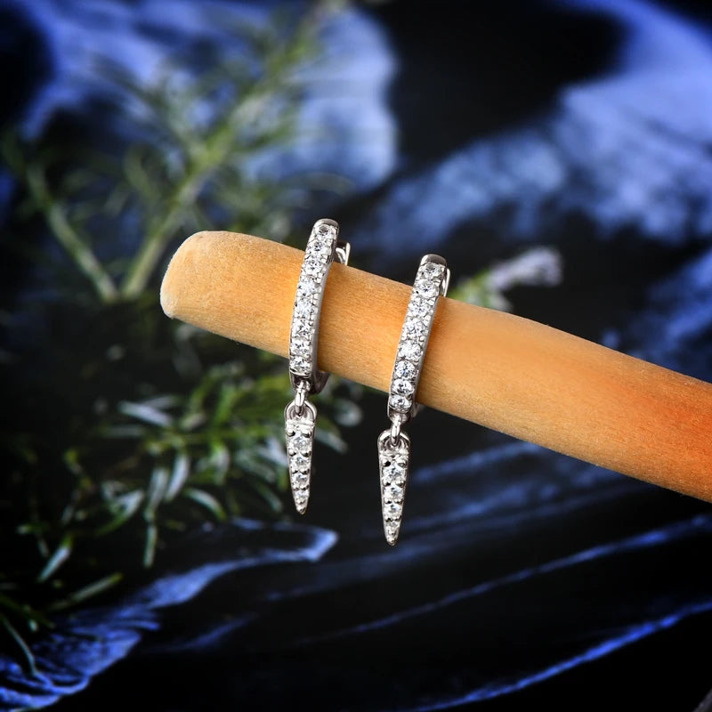 Personalized Triangular Moissanite Drop Earrings 100% Silver 925 Hoop Huggie Earring For Women Gift Jewelry with Certificate