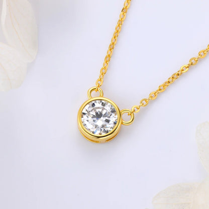 Real S925 Silver 6.5mm 1.0CT D Color Round Moissanite Cat Pendant Necklace for Women Girls Jewelry Birthday Gifts Valentine Day
