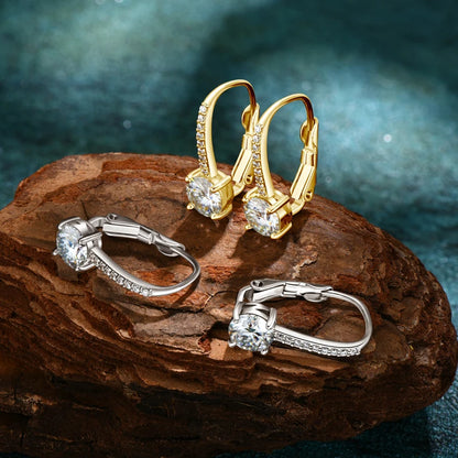 Trendy 14K Gold Plated Earrings 2023 Silver Hoops 925 Dangle Earrings for Women Lever Back Moissanite Earring Drop Girls Jewelry