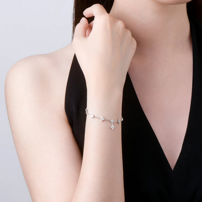 Anziw Silver 925 Four Leaf Clover Bracelet Certified D Color Moissanite Bracelets Gold Plated Charm for Women Lucky Jewelry Gift