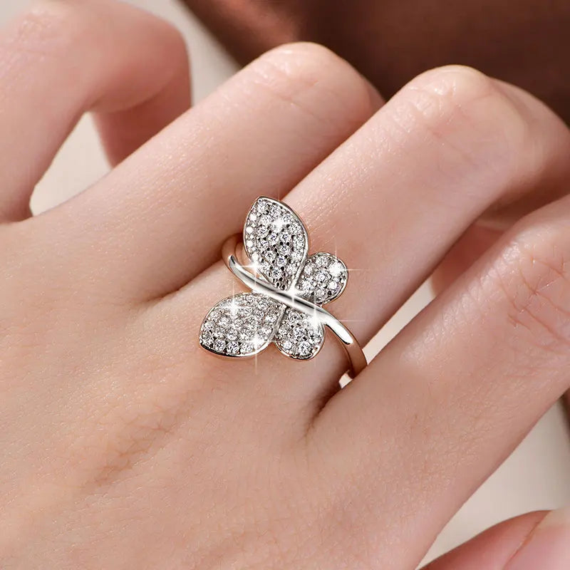 Anziw 2026 New Tendy Cubic Zirconia For Women Butterfly Engagement Ring 14K Gold Filled Ring Birthday Valentine Jewelry Gifts