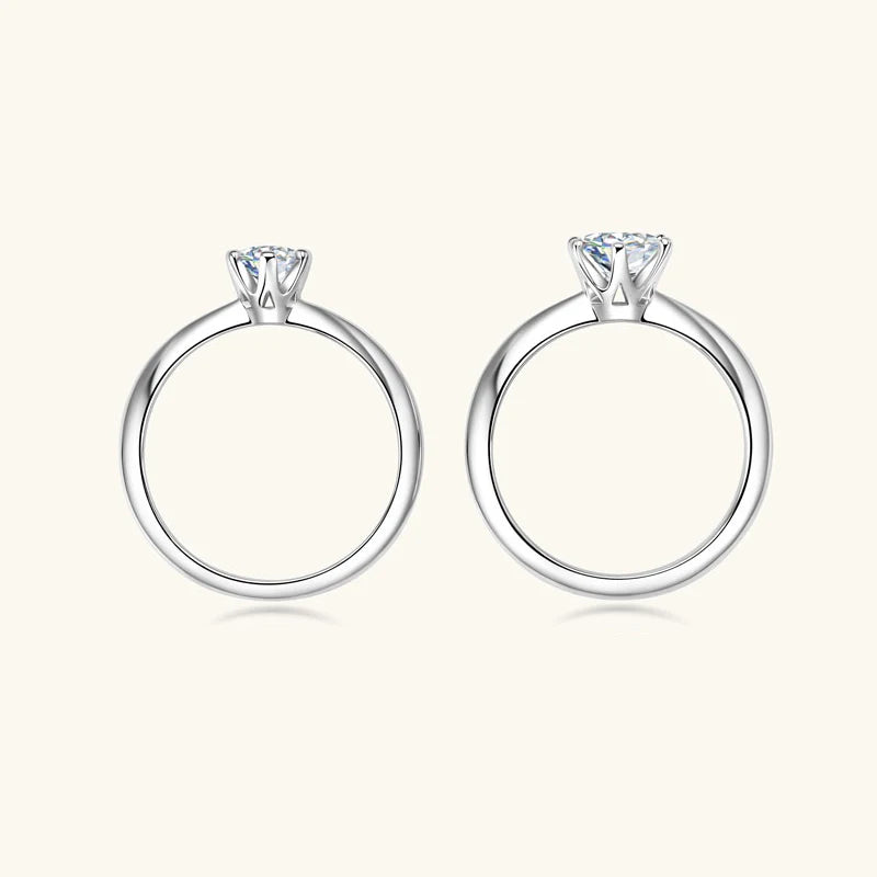 Anziw S925 0.5CT 1CT Moissanite Wedding Engagement Wedding Solitaire Ring for Women 925 Sterling Silver Classic Finger Jewelry