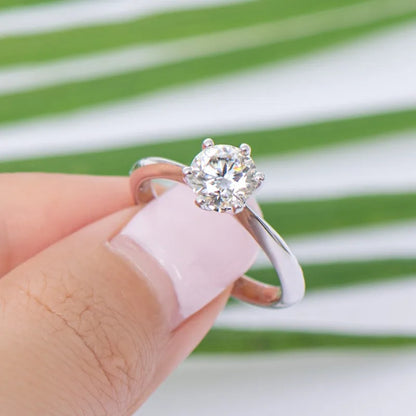 Anziw Classic 0.5ct 1.0ct D Color Moissanite Diamond Wedding Rings For Women S925 Sterling Silver Engagement Bands Fine Jewelry