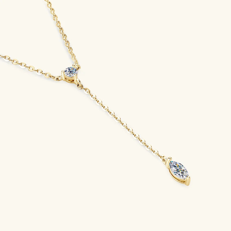 Anziw 3mm D Color Moissanite Y Shape Long Pendant Necklace for Women Adjustable Chain 100% 925 Silver Jewelry Trendy 2025 Gifts