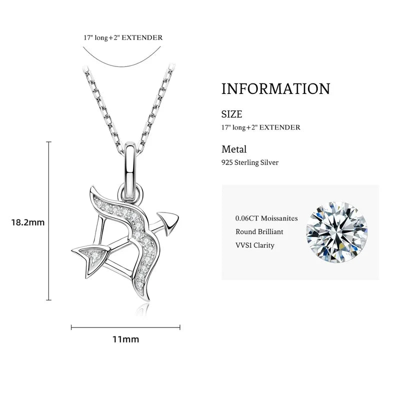 925 Sterling Silver Zodiac Sign 12 Constellation Pendant Micro-Set 1mm Moissanite Necklace Charm For Women Jewelry Birthday Gift