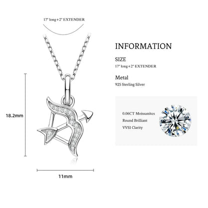 925 Sterling Silver Zodiac Sign 12 Constellation Pendant Micro-Set 1mm Moissanite Necklace Charm For Women Jewelry Birthday Gift