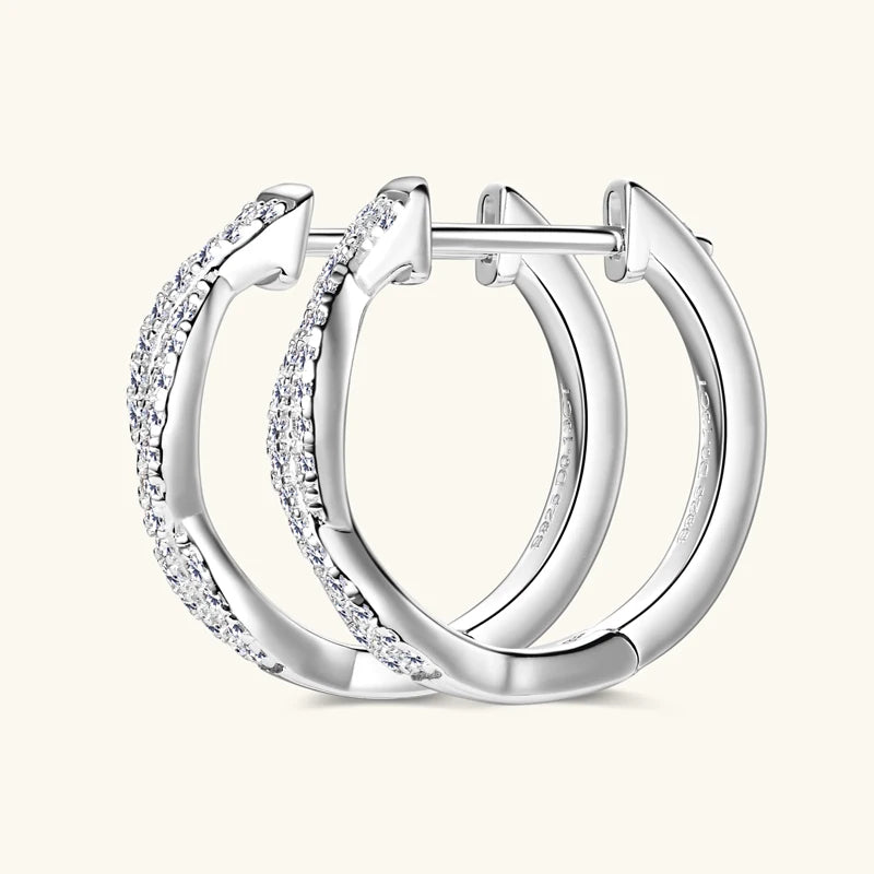 Anziw Infinity Eternity Earrings 925 Sterling Silver 1mm Moissanite Twisted Hoop Earrings for Women 2024 Jewelry New Trendy Gift
