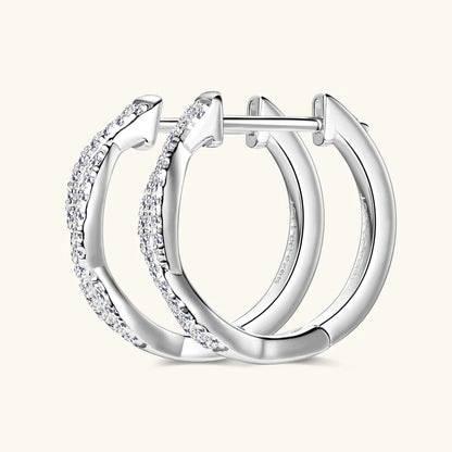 Anziw Infinity Eternity Earrings 925 Sterling Silver 1mm Moissanite Twisted Hoop Earrings for Women 2024 Jewelry New Trendy Gift