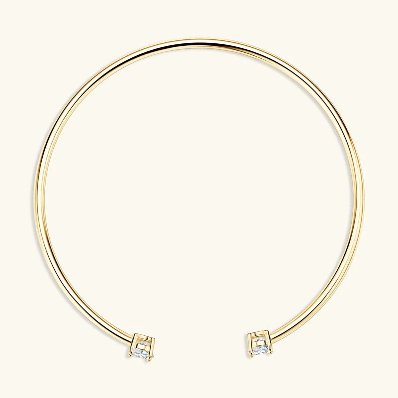 Anziw 5mm 0.5CT D VVS1 Moissanite Bangle Cuff Real 925 Sterling Silver Bracelet for Women Hand Opening Cuffs Fine Jewelry Gifts