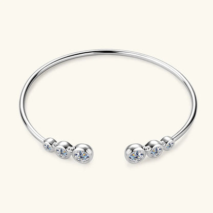 Anziw Simple Open Ended Bracelets Cuff Silver 925 D Color Moissanite Bracelet Bangle for Women Luxury Gold Plated Charm Jewelry