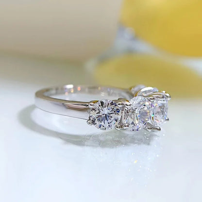 Anziw 5 Stone Rings 3.6cctw D Color Moissanite Engagement Wedding Bands Sliver 925 for Women Sparkling Diamonds Jewelry With