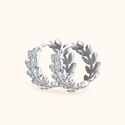 Anizw 1.3mm D Moissanite Earrings 925 Sterling Silver Mini Hoops 14k Gold Plated Cute Leaf Earring Studs for Women Trend Jewelry
