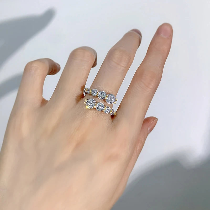 Anziw 3.26cttw D-E Moissanite Wedding Rings Woman Sparkling Diamond Band 10 Stone Engagement Ring 925 Silver Jewelry Certificate